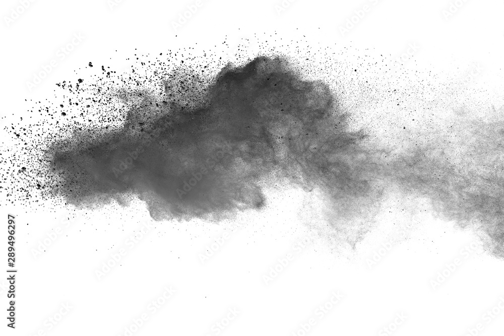 Abstract powder splatted background. Black powder explosion on white background. Colored cloud. Abstract powder splatted background. Black powder explosion on white background. Colored cloud.