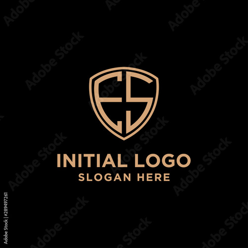initial letters logo E S black background shield shape Free Download initial letters logo E S black background shield shape - GFXLoad