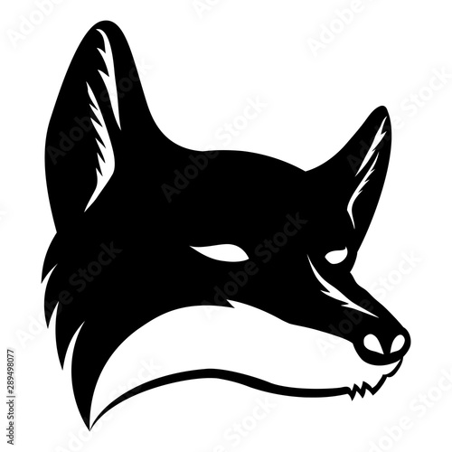 Black fox sign on a white background.
