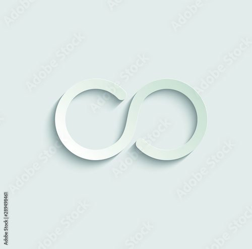  Infinity icon, eternity icon. Limitless, endless vector symbol paper icon with shadow 