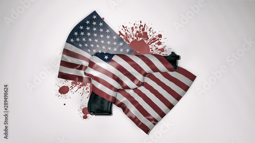 Social problem with gun and Usa flag