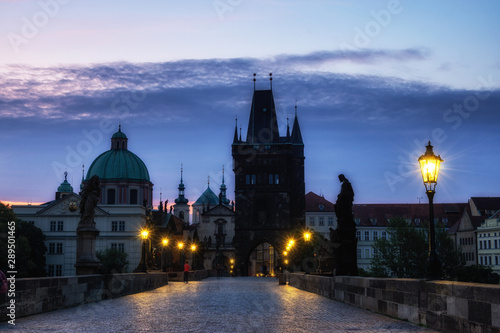 charles bridge at dawn