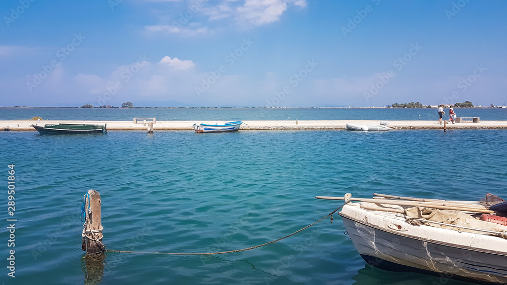 lefkada city sea boats sea background greece lefkada city sea boats sea background greece
