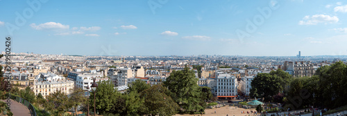 Skyline of Paris, view of the roofs. Paris to horizon view from montmartre