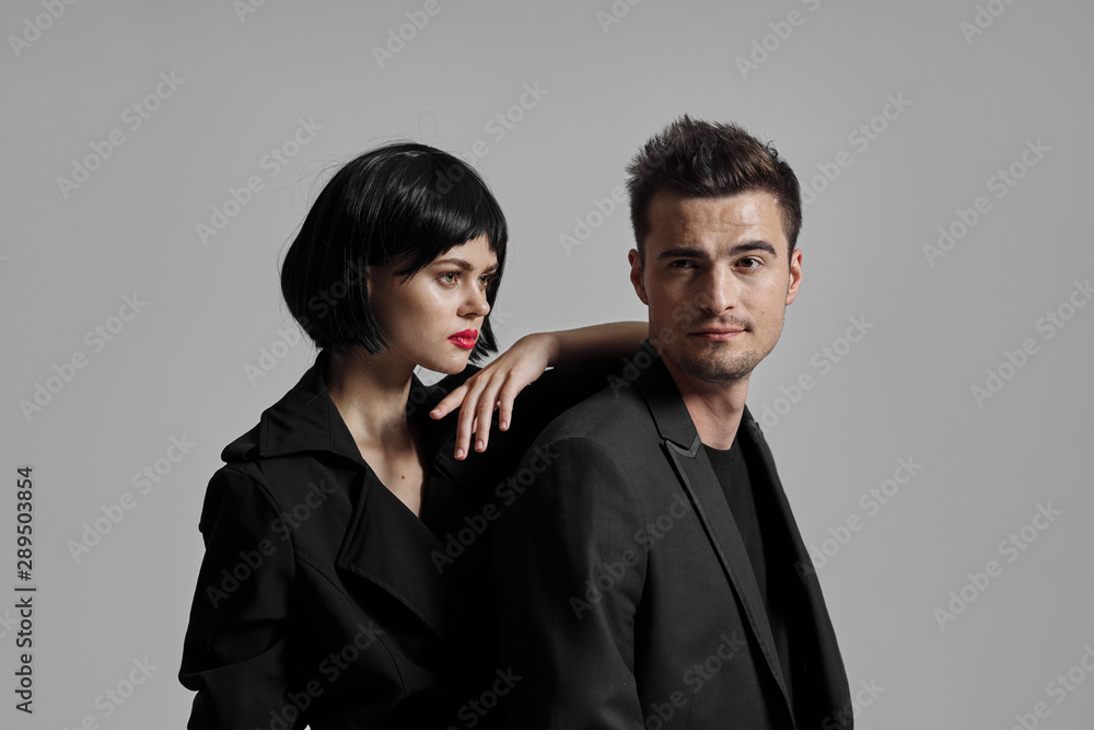 portrait of man and woman on white background portrait of man and woman on white background