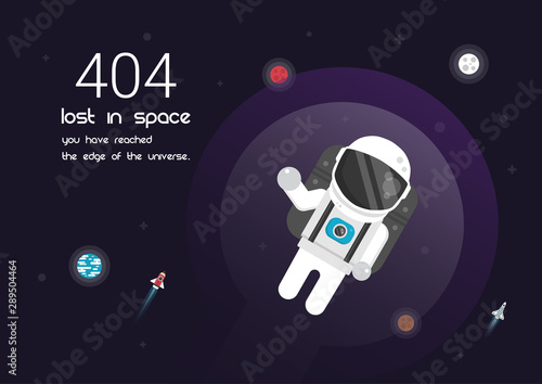 404 error page, template for website, lost in space