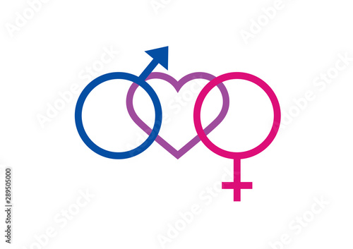 Canvas Print Bisexuality symbol with heart vector