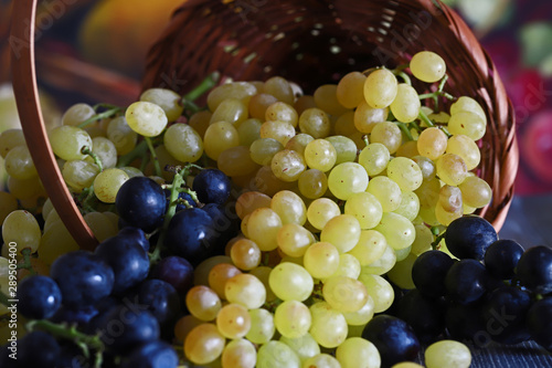 Red, black and white grapes.