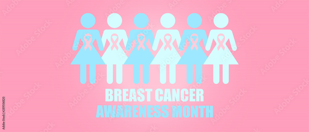 Vector Pink ribbon in Breast Cancer Awareness month symbol with brush stroke effect on blue and pink background Vector Pink ribbon in Breast Cancer Awareness month symbol with brush stroke effect on blue and pink background