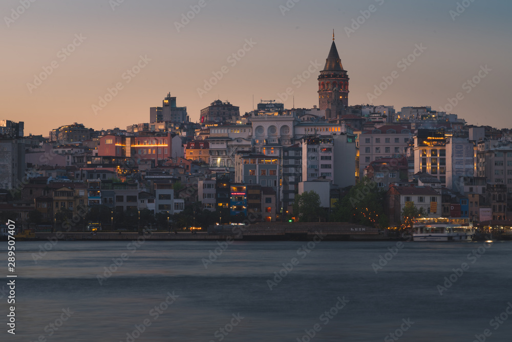 Galata district and the Galata Tower , Istanbul Turkey -