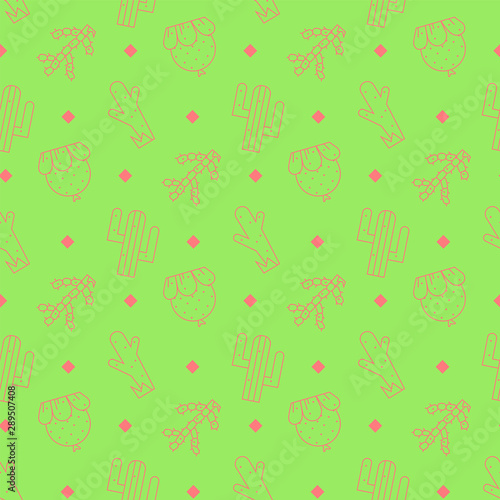 Cactus vector seamless pattern