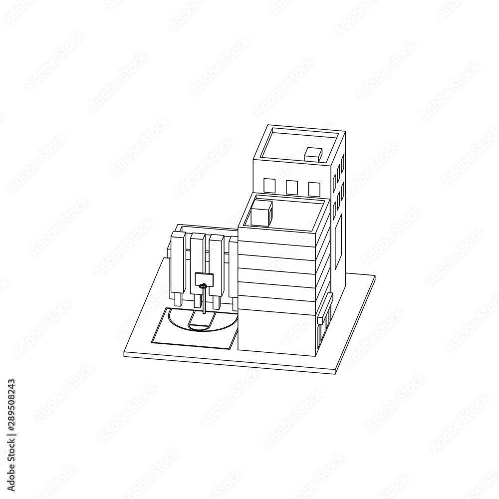 Isometric City Block with street basketball court Isometric City Block with street basketball court