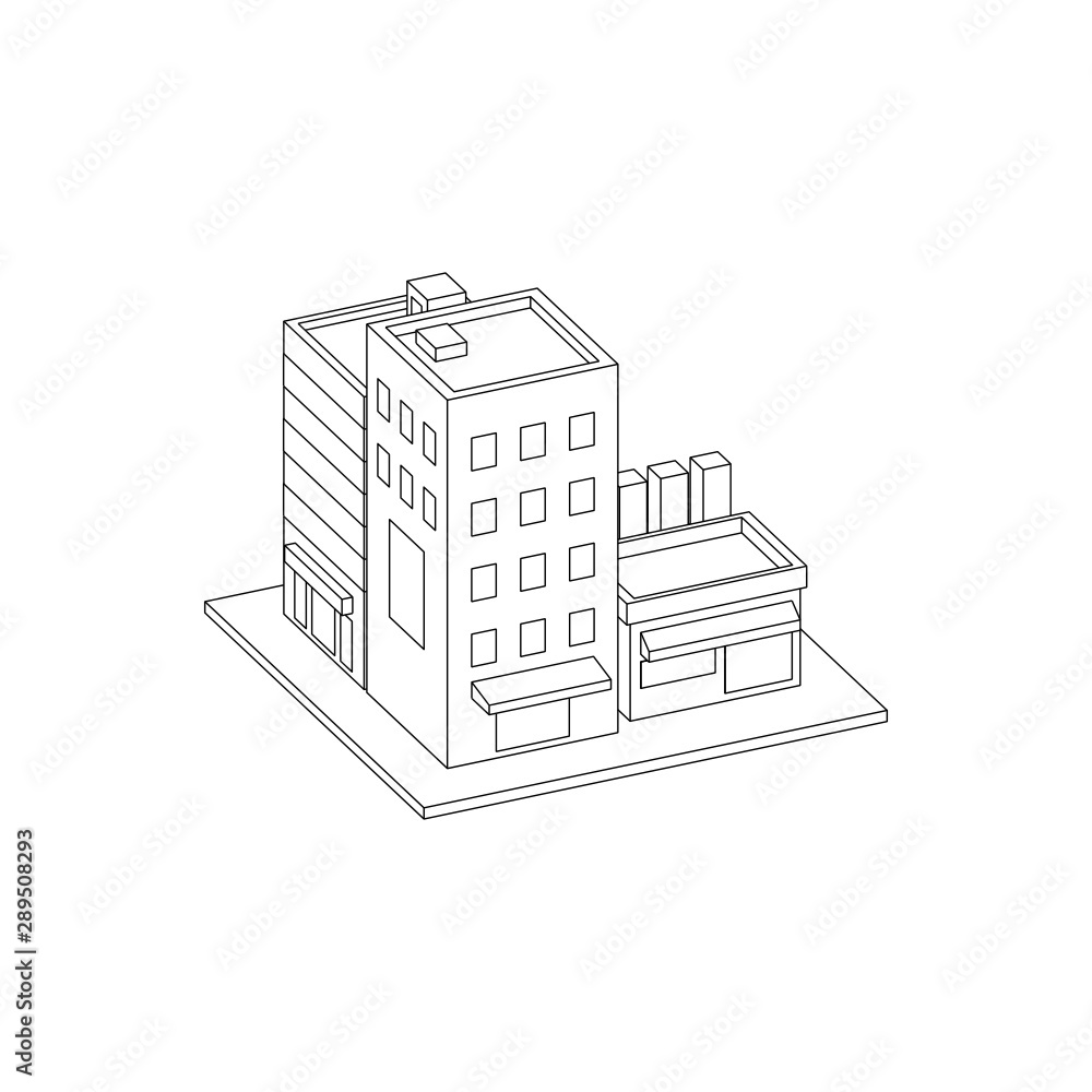 Isometric City Block with street basketball court