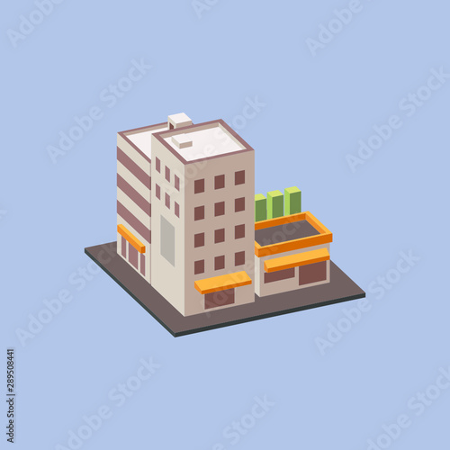 Isometric City Block with street basketball court