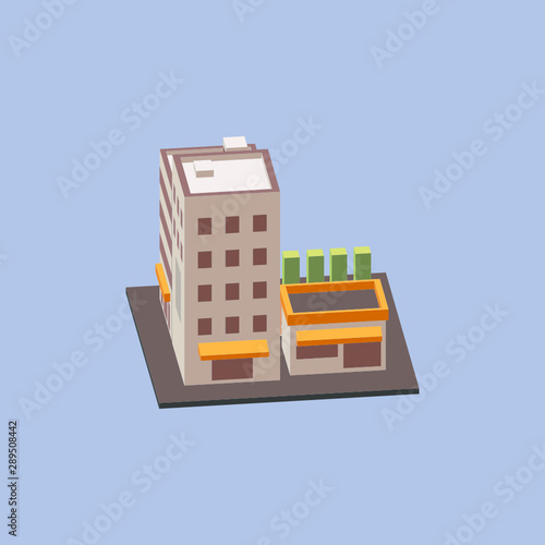 Isometric City Block with street basketball court