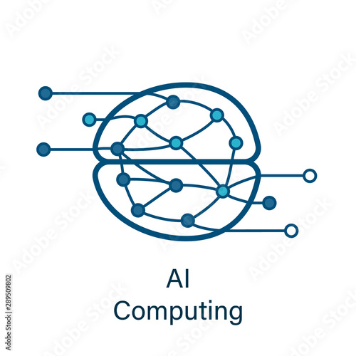 Brain icon with ai neural network inside
