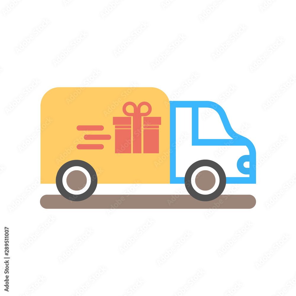Vector Delivery Truck and Gift Box Icon