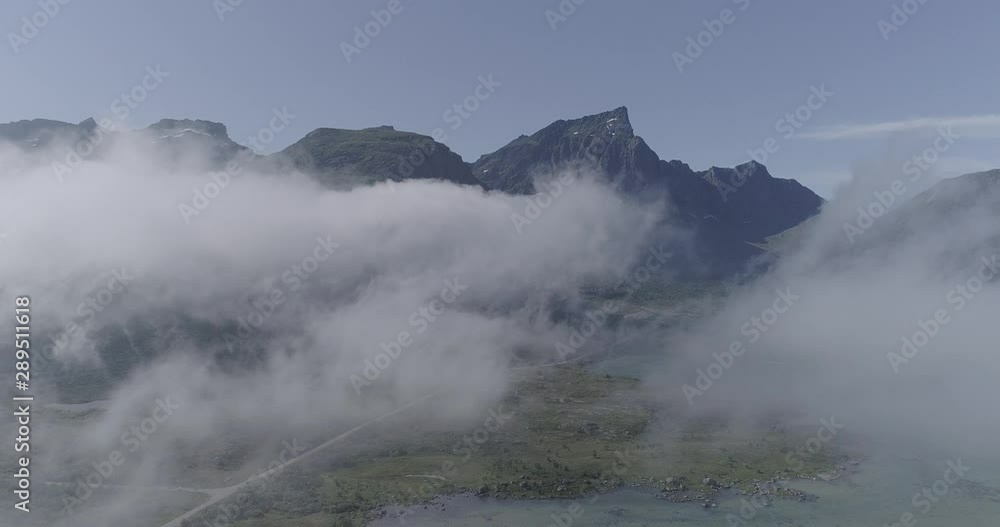 Clouds in front of a mountain in the Lofoten archipelago in Norway. Clouds in front of a mountain in the Lofoten archipelago in Norway.