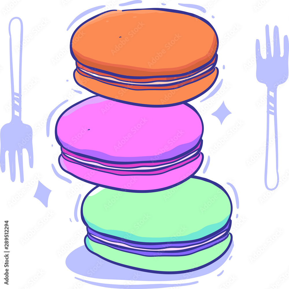 cartoon style macaroon doodle .Macaroon vector illustration cartoon style macaroon doodle .Macaroon vector illustration