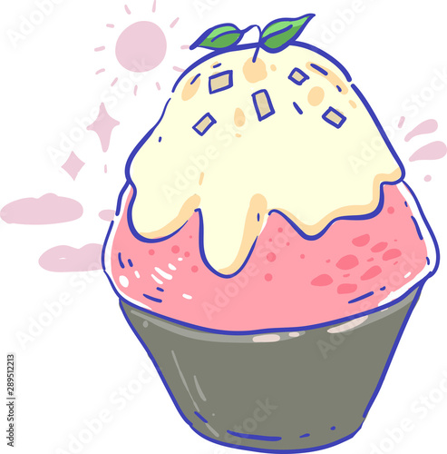 cartoon style bingsu doodle  .Bingsu  vector illustration