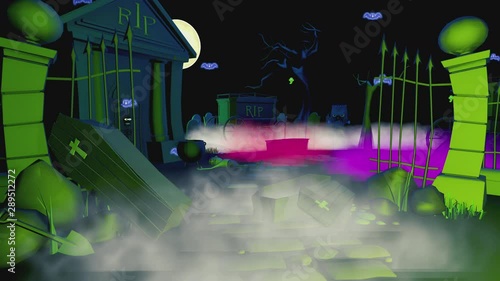 Frankie appears from the graveyard and stops at the gate scowling, but his mood changes and he gives us a freindly wave.