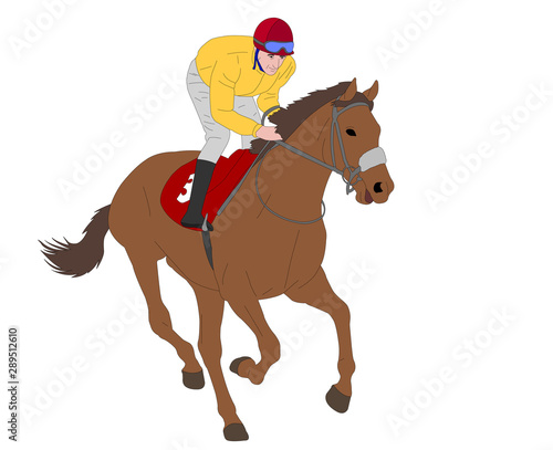 jockey riding race horse illustration