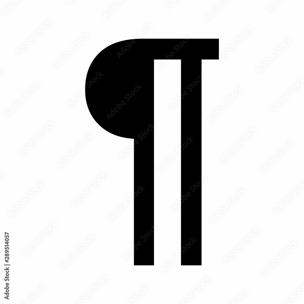 Black pilcrow sign isolated on white background Black pilcrow sign isolated on white background