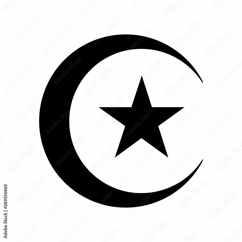 Star and crescent icon isolated on white background Star and crescent icon isolated on white background