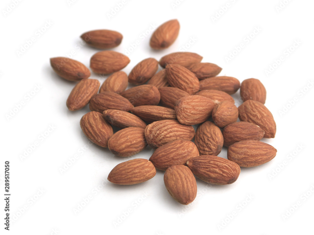 Almond nuts isolated on white background. Almond nuts isolated on white background.