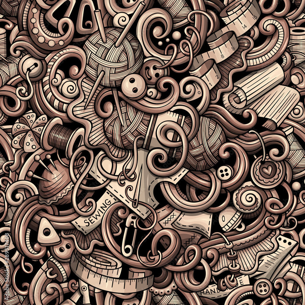 Cartoon cute doodles hand drawn Handmade seamless pattern Cartoon cute doodles hand drawn Handmade seamless pattern
