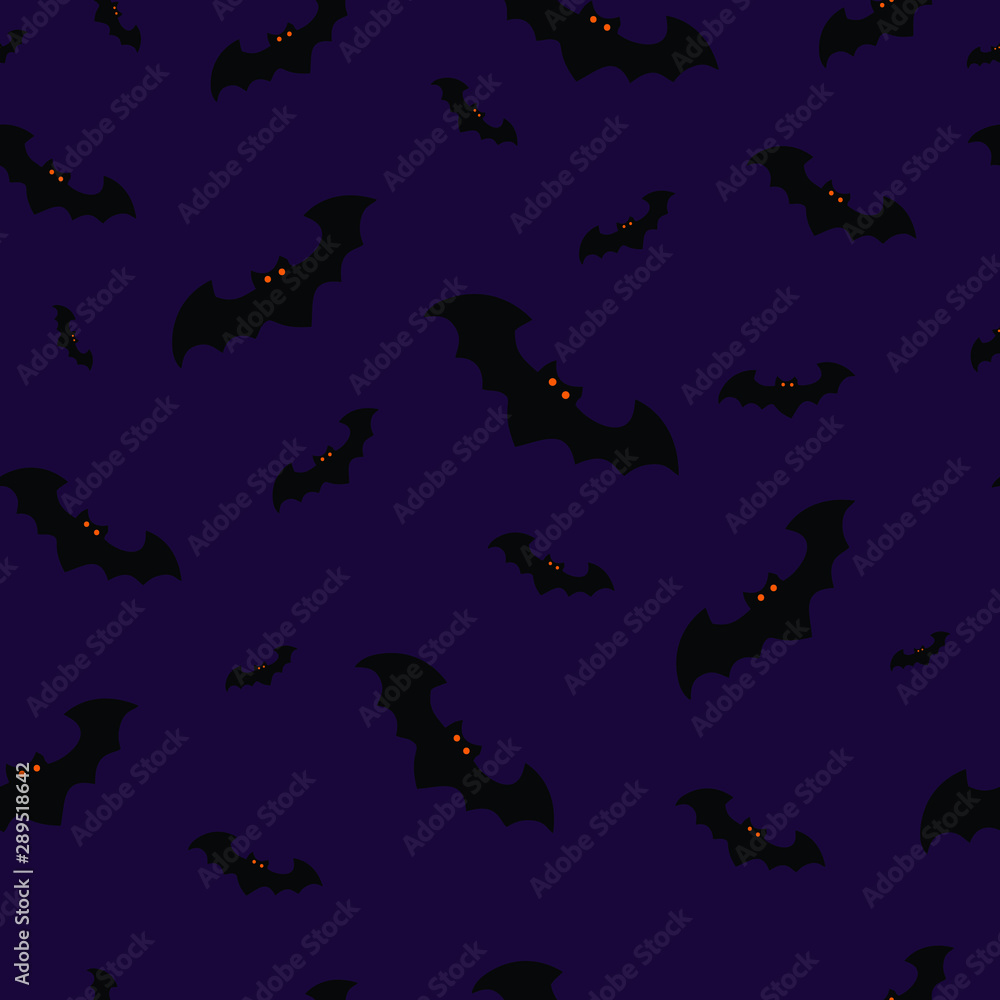 Halloween vector seamless pattern with tree ,bats and ghosts Halloween vector seamless pattern with bats