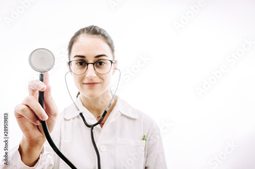 Doctor with stethoscope and white coat