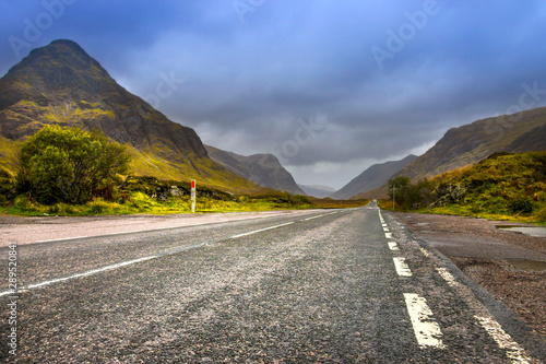 A 82 Road in Scottish Highlands. Glencoe, Lochaber, Scotland, UK photo