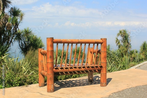 Bamboo bench with a panorama view 