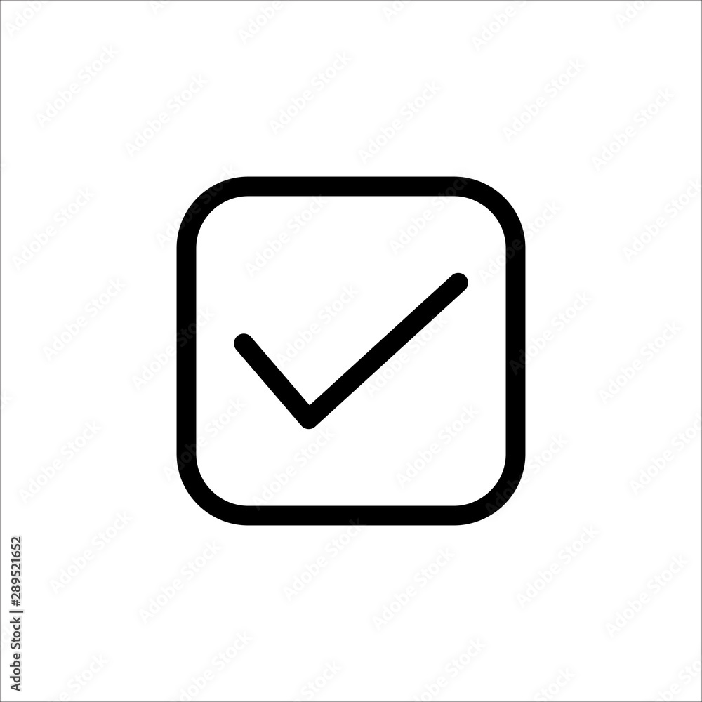 Vector check mark icon. symbol of check list, approval, or confirm with trendy flat outline style icon for web site design, logo, app, UI isolated on white background Vector check mark icon. symbol of check list, approval, or confirm with trendy flat outline style icon for web site design, logo, app, UI isolated on white background