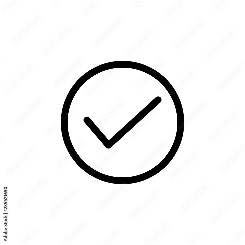 Vector check mark icon. symbol of check list, approval, or confirm with trendy flat outline style icon for web site design, logo, app, UI isolated on white background Vector check mark icon. symbol of check list, approval, or confirm with trendy flat outline style icon for web site design, logo, app, UI isolated on white background