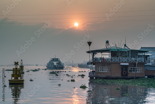 Sunrise over the Mekong river in Chau Doc, Vietnam  photo