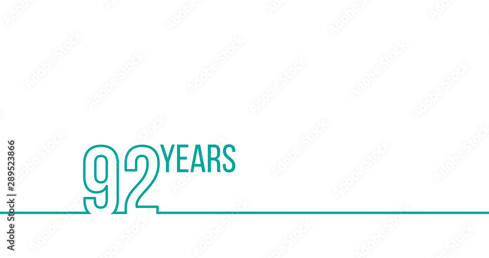 92 years anniversary or birthday. Linear outline graphics. Can be used for printing materials, brouchures, covers, reports. Stock Vector illustration isolated on white background 92 years anniversary or birthday. Linear outline graphics. Can be used for printing materials, brouchures, covers, reports. Stock Vector illustration isolated on white background
