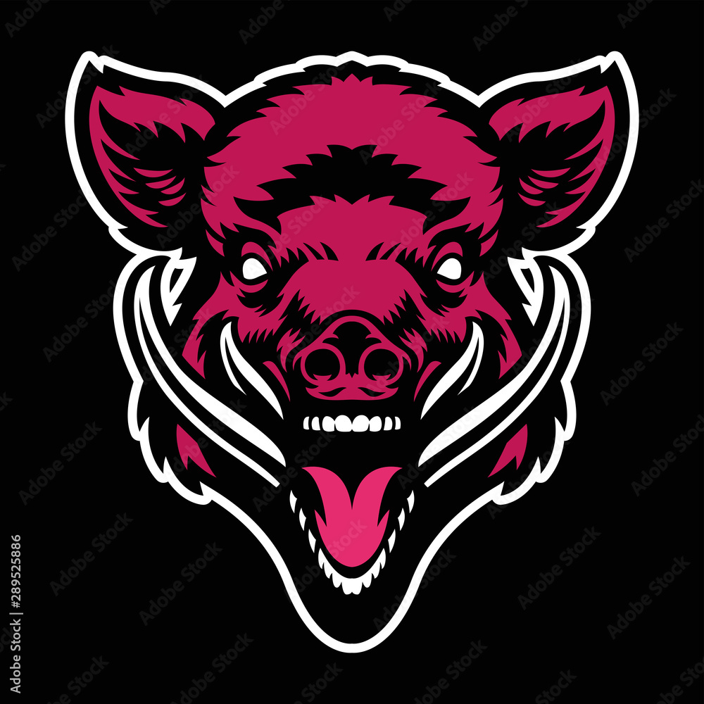 angry wild boar head mascot