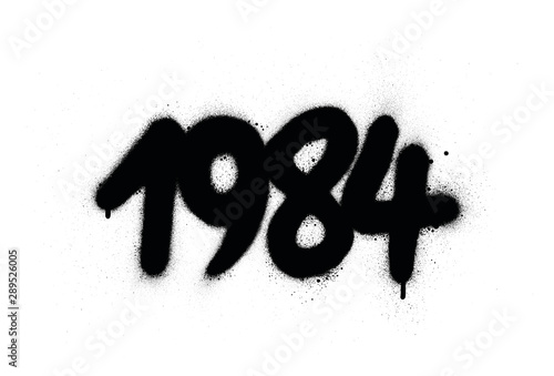 graffiti 1984 date sprayed in black over white