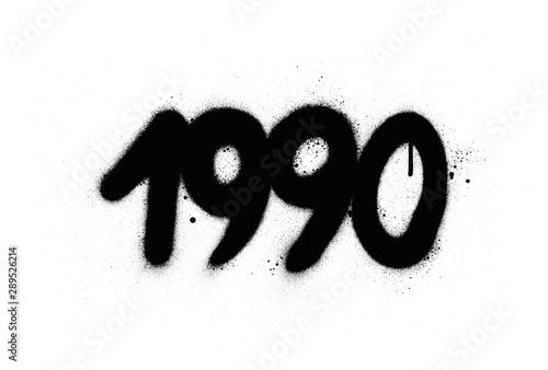 graffiti 1990 date sprayed in black over white