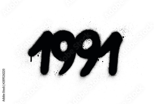 graffiti 1991 date sprayed in black over white
