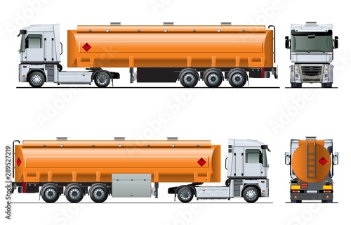 Vector realistic tanker truck template isolated