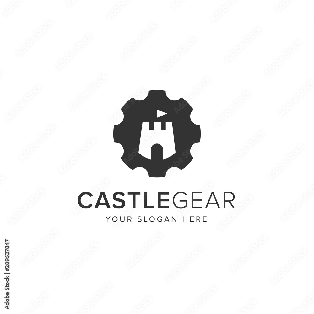 Castle Gear Logo Vector Icon