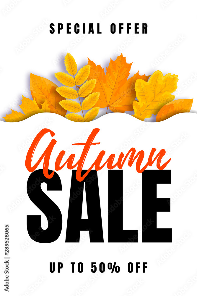 Autumn vertical sale banner with wavy cutout Autumn vertical sale banner with wavy cutout