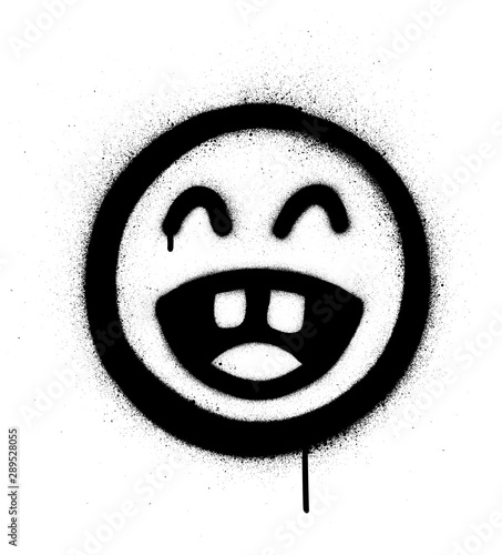 graffiti laughing out loud icon sprayed in black over white