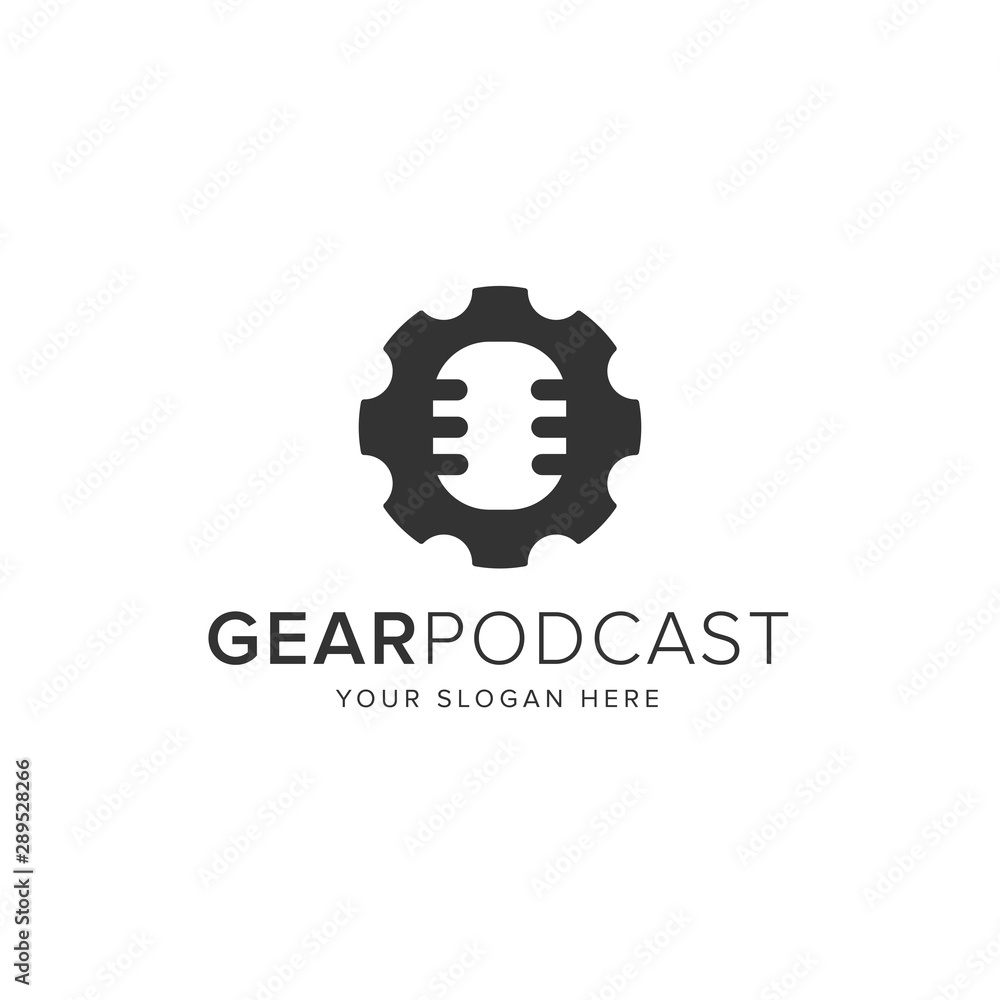 Gear Podcast Logo Vector Icon Gear Podcast Logo Vector Icon