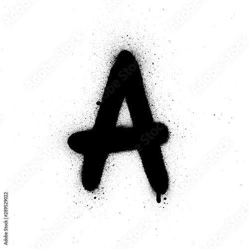 graffiti small fat A font sprayed in black over white