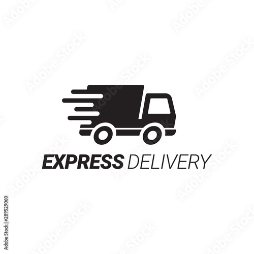 Express delivery Service Logo With Transport Car Vector Design Template