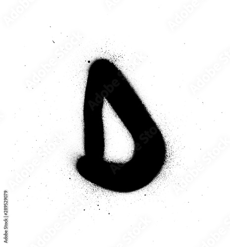 graffiti small fat D font sprayed in black over white